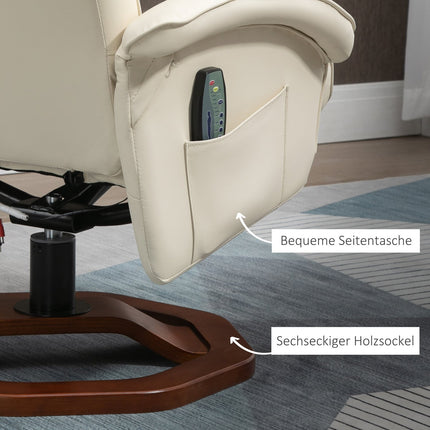 Massagesessel mit 360° Drehung, Kunstleder, creme/braun