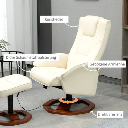 Massagesessel mit 360° Drehung, Kunstleder, creme/braun