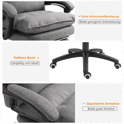 Ergonomischer grauer Gaming-Drehstuhl, höhenverstellbar, Nylon