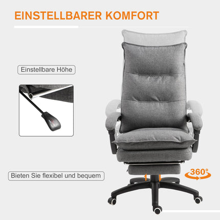 Ergonomischer grauer Gaming-Drehstuhl, höhenverstellbar, Nylon
