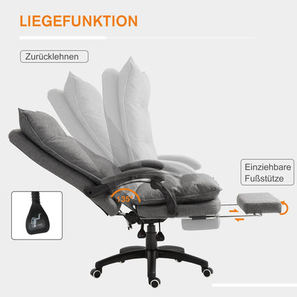 Ergonomischer grauer Gaming-Drehstuhl, höhenverstellbar, Nylon