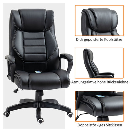 Massagestoel Draaistoel In Hoogte Verstelbaar Ergonomische Gamestoel Computerstoel 6 Trilpunten Linnengevoel Verstelbaar Zwart