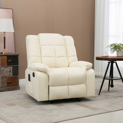 Elektrischer Massagesessel - Kunstleder, Cremeweiß, 94x99x99 cm