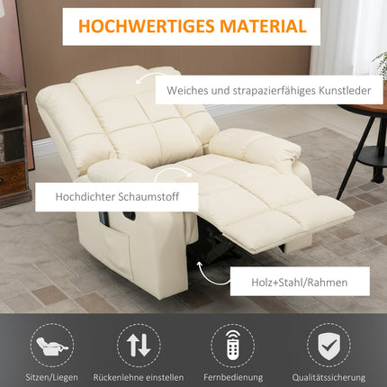 Elektrischer Massagesessel - Kunstleder, Cremeweiß, 94x99x99 cm