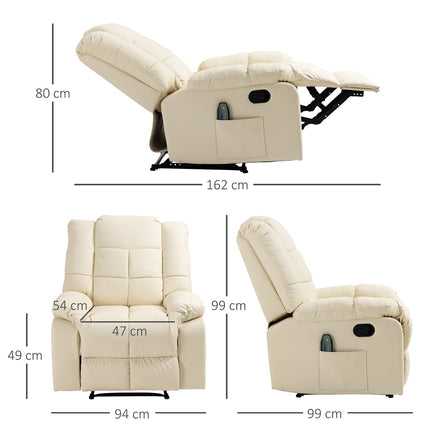 Elektrischer Massagesessel - Kunstleder, Cremeweiß, 94x99x99 cm