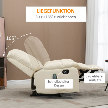 Elektrischer Massagesessel - Kunstleder, Cremeweiß, 94x99x99 cm