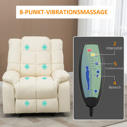 Elektrischer Massagesessel - Kunstleder, Cremeweiß, 94x99x99 cm