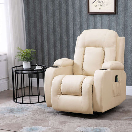 Fauteuil de massage, fauteuil TV, fauteuil de relaxation chauffant, fauteuil TV inclinable avec télécommande, porte-gobelet, 85 x 94 x 104 cm