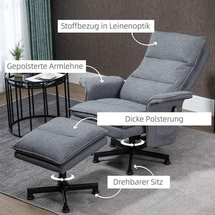 Elektrischer grauer Massage-Drehsessel mit Hocker und Fernbedienung