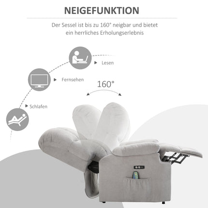 Massagesessel mit Aufstehhilfe, verstellbar, USB-Fernbedienung