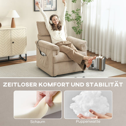 Massagesessel mit Vibration, Wärme, leisem Motor, brauner Stoff