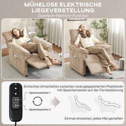 Massagesessel mit Vibration, Wärme, leisem Motor, brauner Stoff