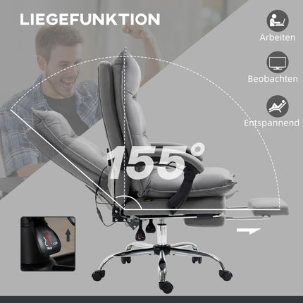 Ergonomischer Bürostuhl mit Heizung, Neigefunktion, Fußstütze, verstellbarer Höhe