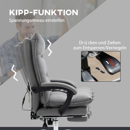 Ergonomischer Bürostuhl mit Heizung, Neigefunktion, Fußstütze, verstellbarer Höhe