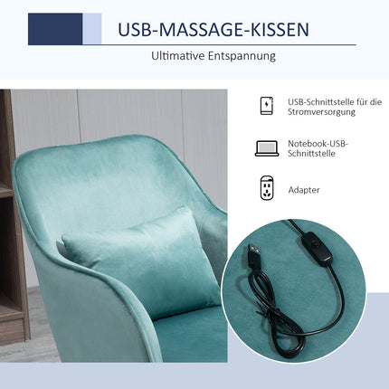Massagebureaustoel Bureaustoel Met Vibratiefunctie, Usb, Lendenkussen, Armleuningen, 78-86Cm