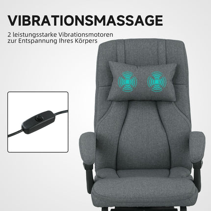 Massage Office Chair, USB Port, Swivel Wheels, Dark Grey