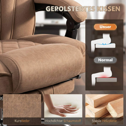 Massage Office Chair With Footrest, Brown, Lumbar Heat