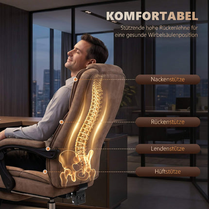 Massage Office Chair With Footrest, Brown, Lumbar Heat