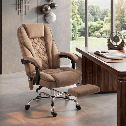 Massage Office Chair With Footrest, Brown, Lumbar Heat