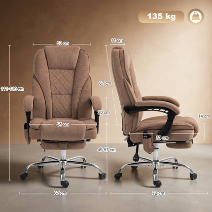 Massage Office Chair With Footrest, Brown, Lumbar Heat