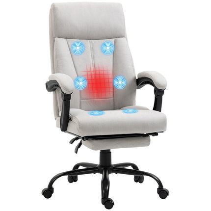 Massagebureaustoel Met Wipfunctie, Bureaustoel, 111-119 Cm In Hoogte Verstelbare Draaistoel Met Verwarmingsfunctie, Pc-Stoel Met Voetsteun