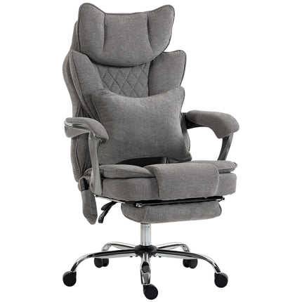 Massage Office Chair with Heat, Lumbar Pillow and Footrest, Up to 180 kg, Grey