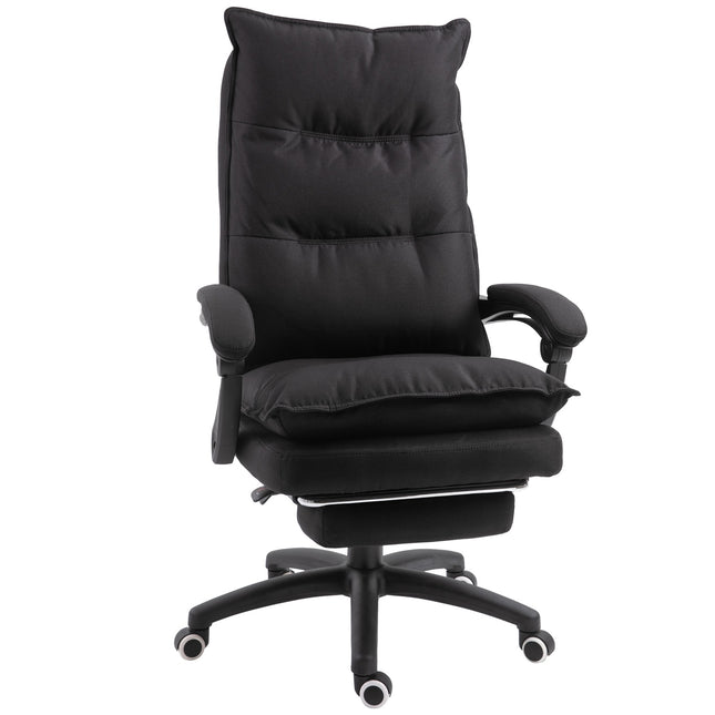 Ergonomischer Bürostuhl, Massage & Liegefunktion mit Fußstütze, schwarz