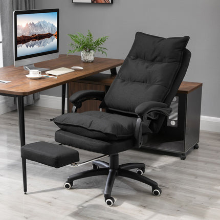 Ergonomischer Bürostuhl, Massage & Liegefunktion mit Fußstütze, schwarz