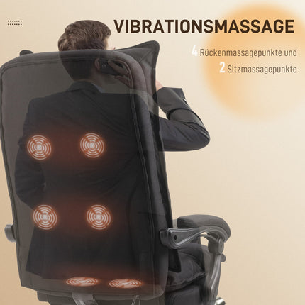 Ergonomischer Bürostuhl, Massage & Liegefunktion mit Fußstütze, schwarz