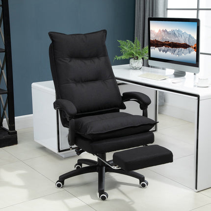 Ergonomischer Bürostuhl, Massage & Liegefunktion mit Fußstütze, schwarz