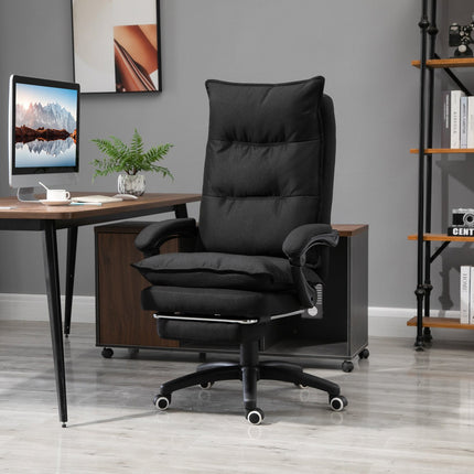 Ergonomischer Bürostuhl, Massage & Liegefunktion mit Fußstütze, schwarz