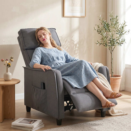Massage-Liegesessel mit Fußstütze, 160°-Neigung, Grau