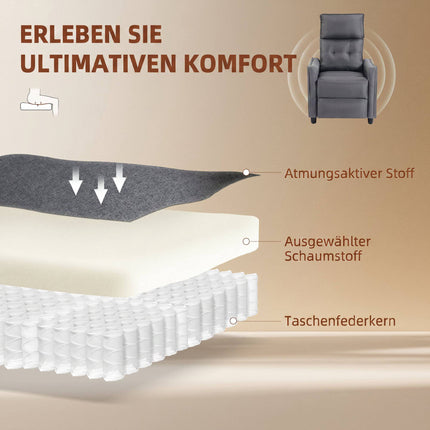 Massage-Liegesessel mit Fußstütze, 160°-Neigung, Grau