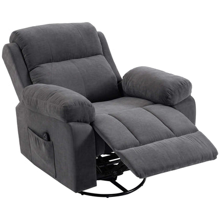 Massage Recliner Chair with Heat, 360° Swivel and Rocking, Dark Grey, Chenille