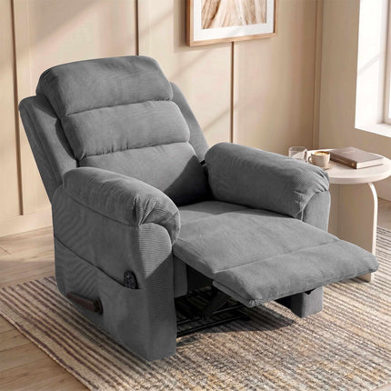 Massage Recliner Chair with Heat, Adjustable Headrest, Grey