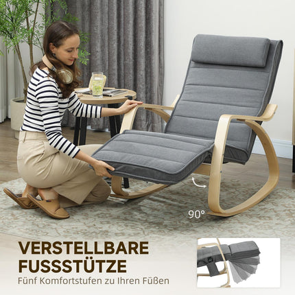 Massageschaukelstuhl mit Lendenwirbelheizung, 3 Modi, Grau