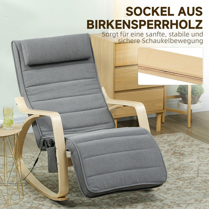 Massageschaukelstuhl mit Lendenwirbelheizung, 3 Modi, Grau