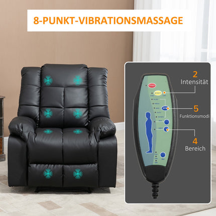 Elektrischer Massagesessel – Kunstleder, Schwarz