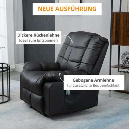 Elektrischer Massagesessel – Kunstleder, Schwarz