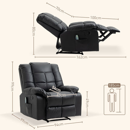 Elektrischer Massagesessel – Kunstleder, Schwarz