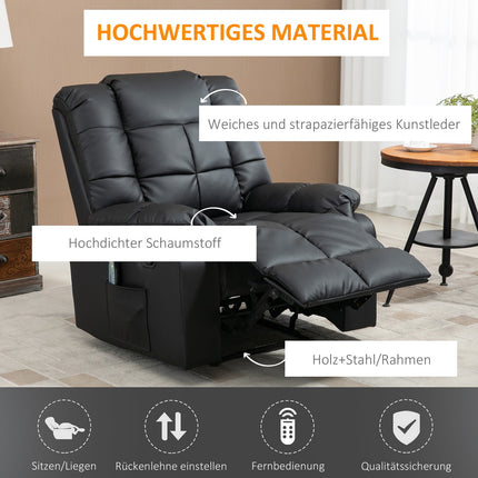 Elektrischer Massagesessel – Kunstleder, Schwarz