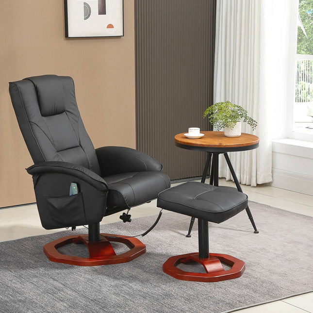 Massagesessel, Kunstleder, mit Hocker, 360° drehbar