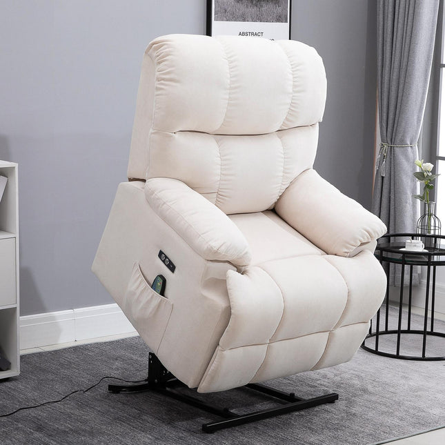 Massagestoel sta-op-hulp-ontspanningsstoel met warmtefunctie, verstelbaar, USB-afstandsbediening, kort pluche voor ontspannen zitten