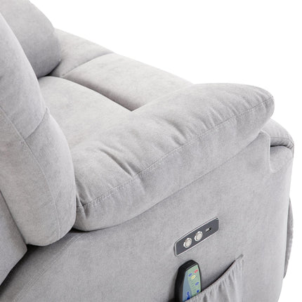 Massagesessel mit Heizung, USB-Fernbedienung & Aufstehhilfe, grau