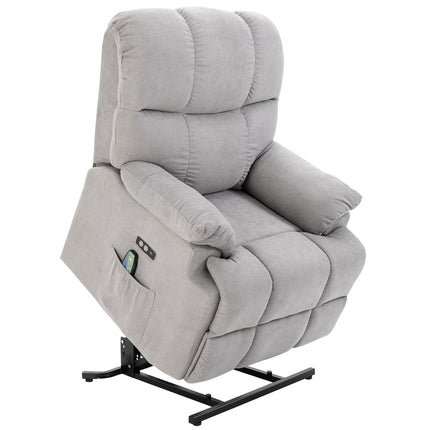 Massagesessel mit Heizung, USB-Fernbedienung & Aufstehhilfe, grau