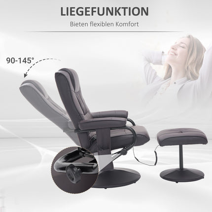Liege-Massagesessel aus braunem Kunstleder mit Hocker