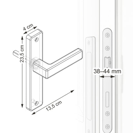 Matt Black Door Handle Set with Long Backplate