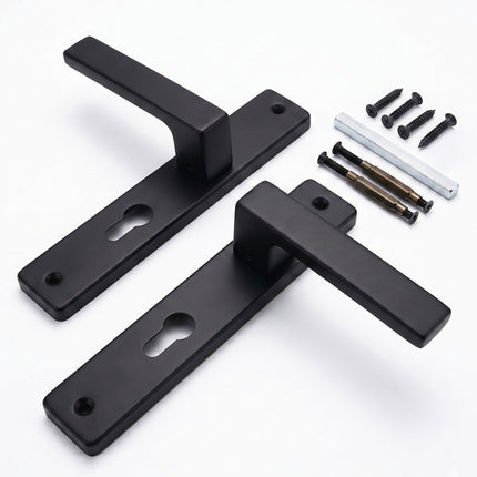 Matt Black Door Handle Set with Profile Cylinder