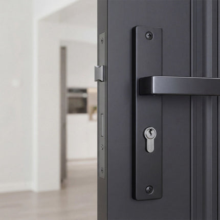 Matt Black Door Handle Set with Profile Cylinder