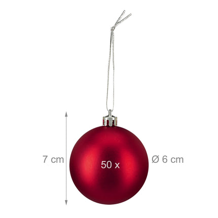 Matte Christmas Baubles Set, 50 Pieces